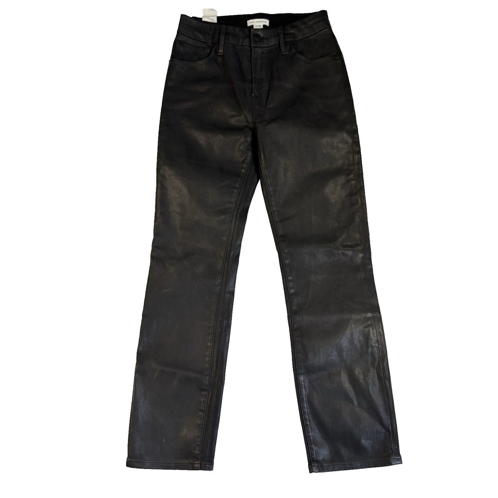 Good American Women's 2/26 Sexy Black Faux Leather Classic Coated Pants Baddie